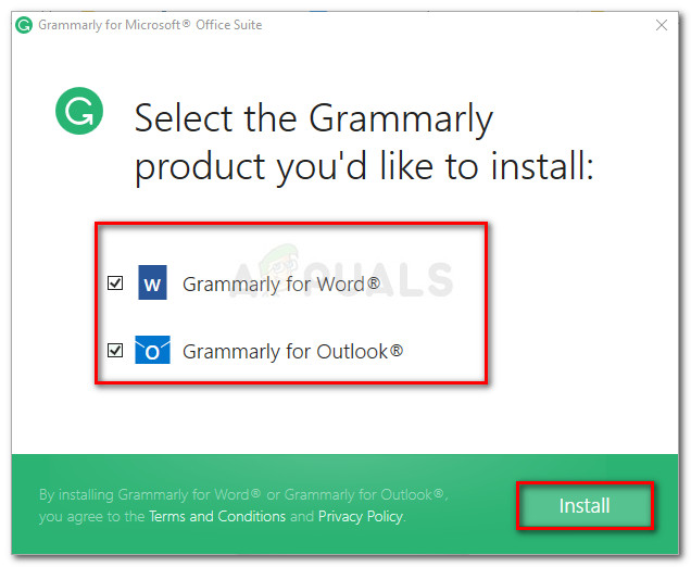 Selecting the products that you'll use Grammarly in