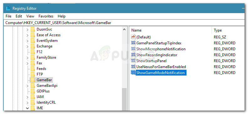 Accessing the ShowGameBarNotification value