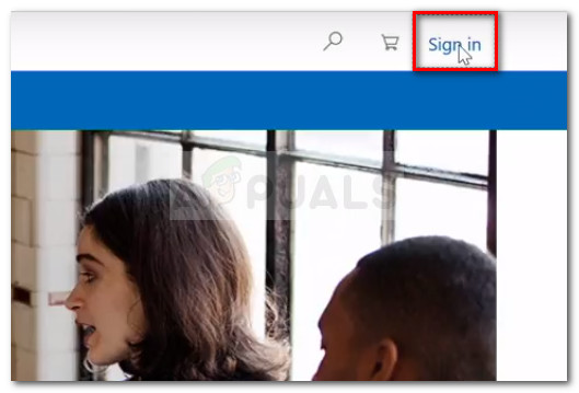Click Sign in in the top-right corner