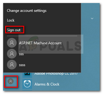 Sign out from main account via the Accounts icon