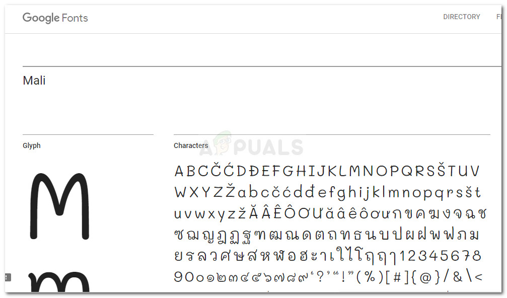 Example of Google Font
