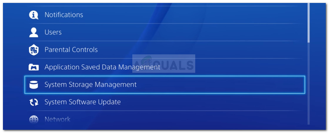 Accessing the System Storage Management screen