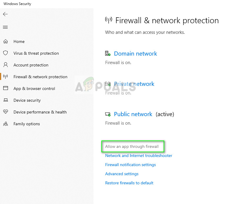 Allow an app through firewall - Firewall settings on Windows 10