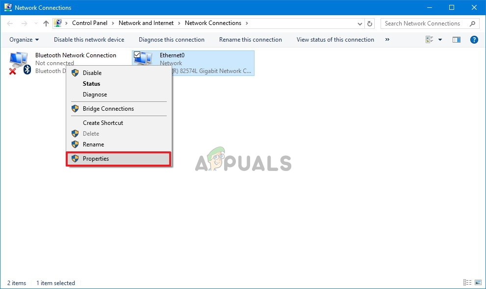 Select the properties of the network by right clicking on it and then clicking Properties