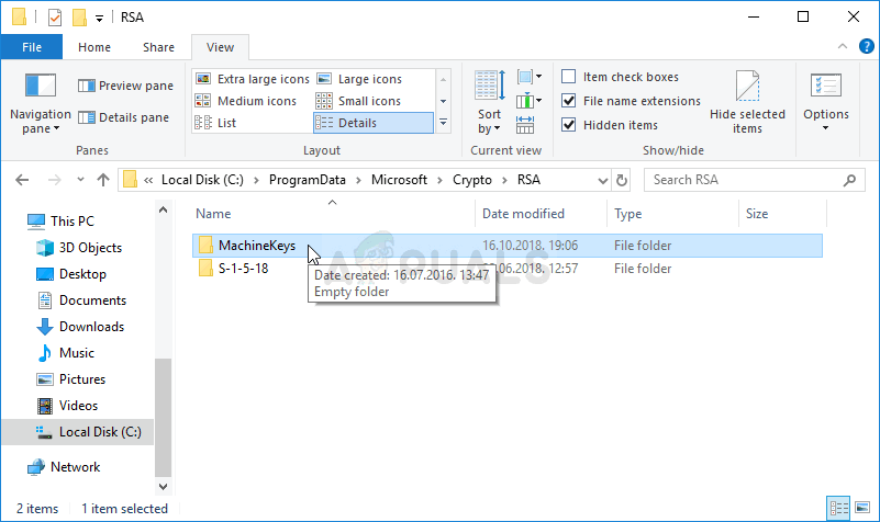 The correct folder to look in
