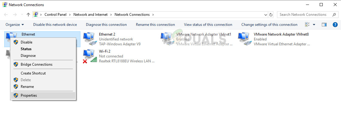 Properties of selected network type 