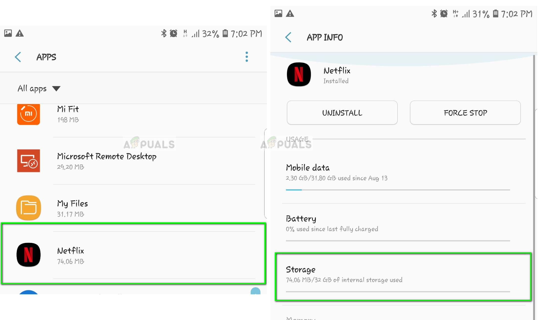 Netflix Storage Settings - Android