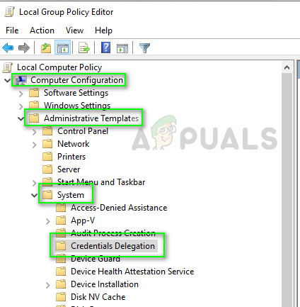 Navigating to Credentials Delegation 
