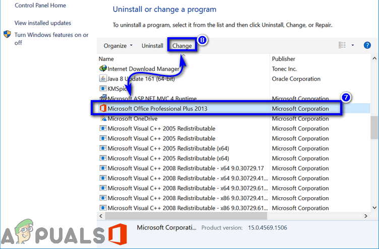 microsoft office change add or remove programs