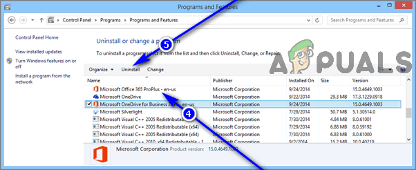 select microsoft office click on uninstall