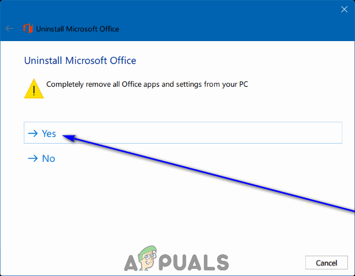 click yes office uninstallation