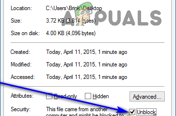 unblock a file windows 10