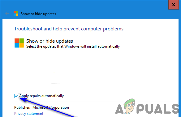 check the checkbox for the apply repairs automatically option