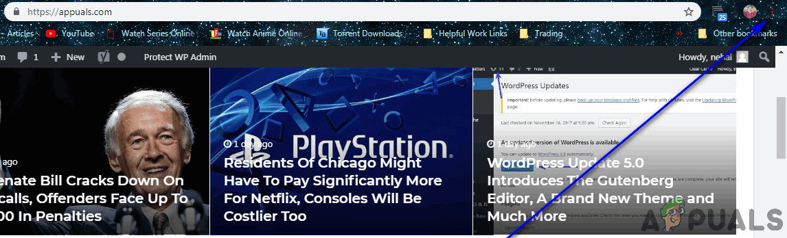 Click on options in Google Chrome