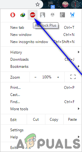 Click on the AdBlock Plus icon