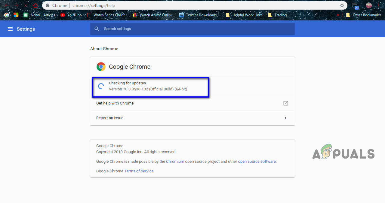 Chrome checking for updates