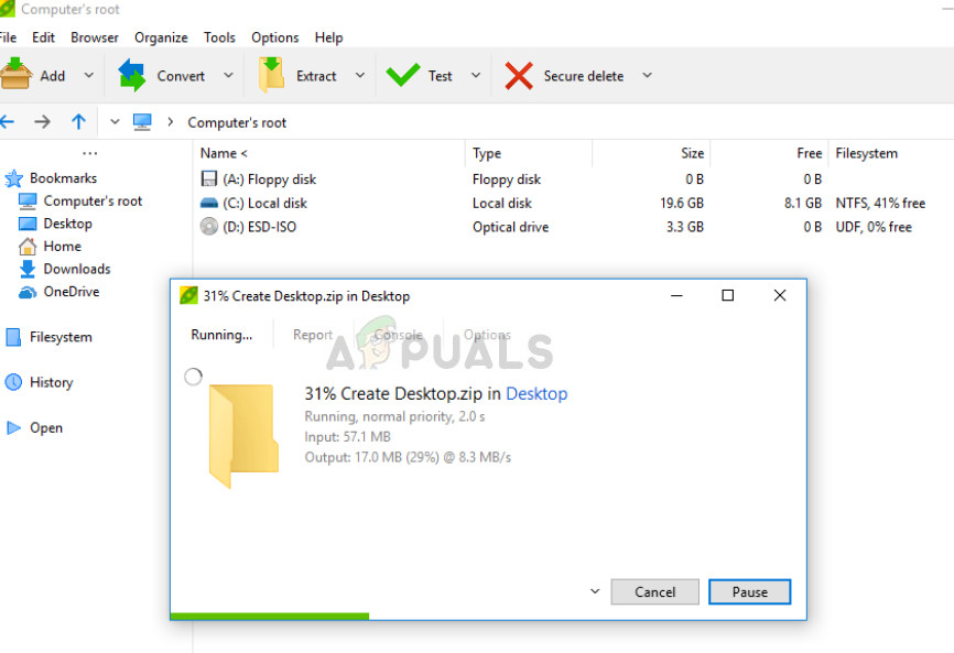 PeaZip application on Windows 10