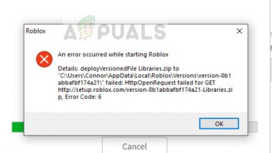 An error encountered starting Roblox