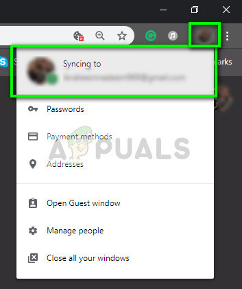 Launching Google profile settings - Chrome