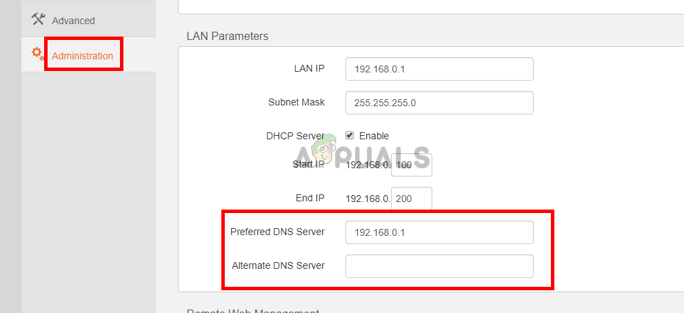 Enter the DNS servers