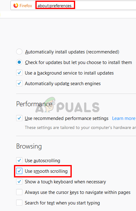 check Use scroll smoothing