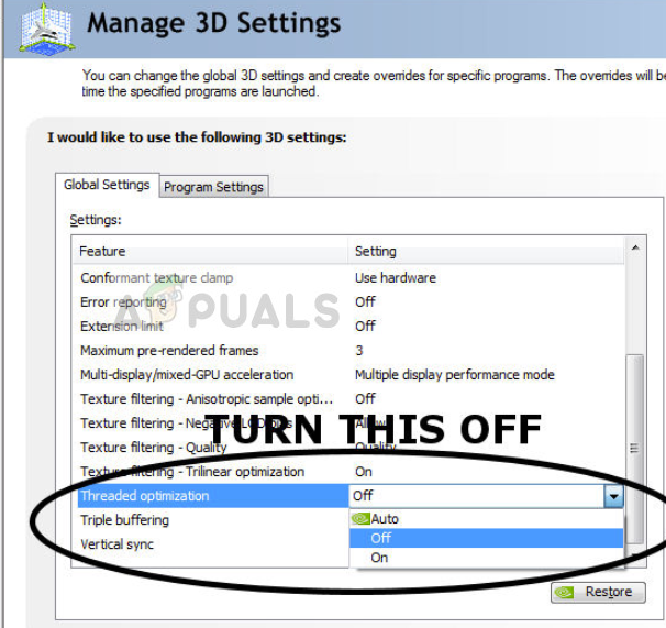 Disabling graphics optimizations