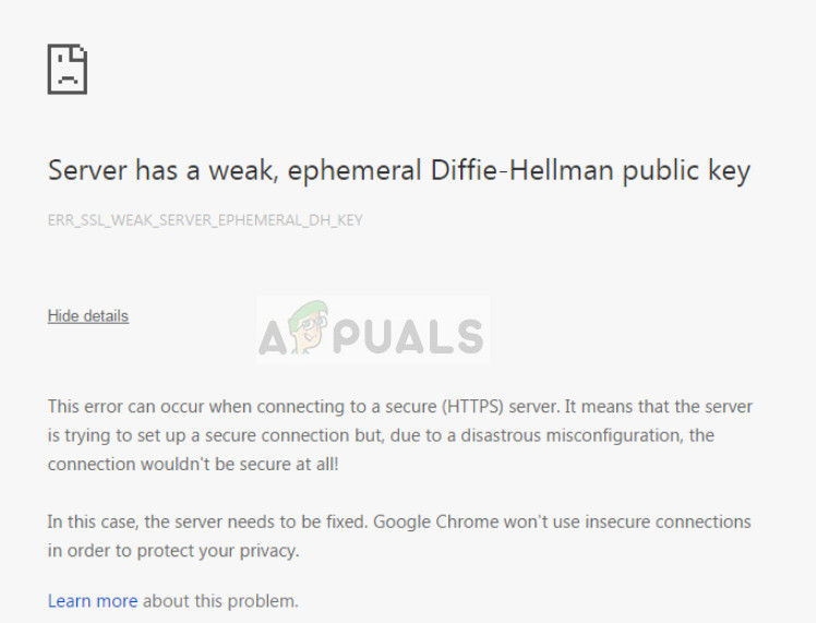 Server has a weak ephemeral Diffie-Hellman public key