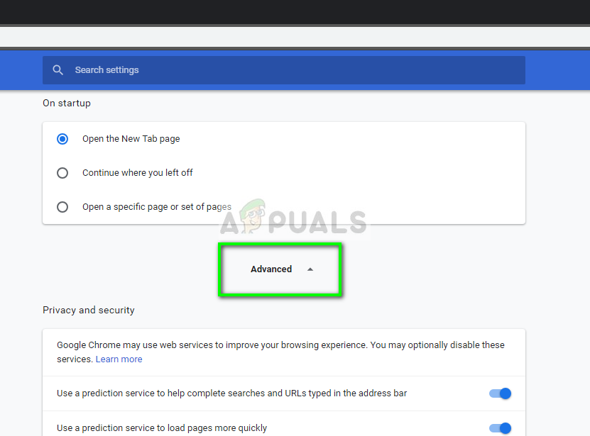 Advanced Google Chrome settings