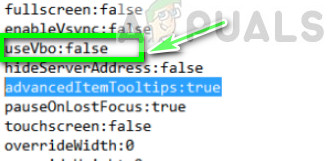 Turning VBOs off using config file
