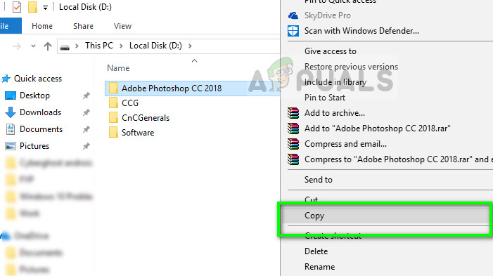 Relocating Adobe Photoshop