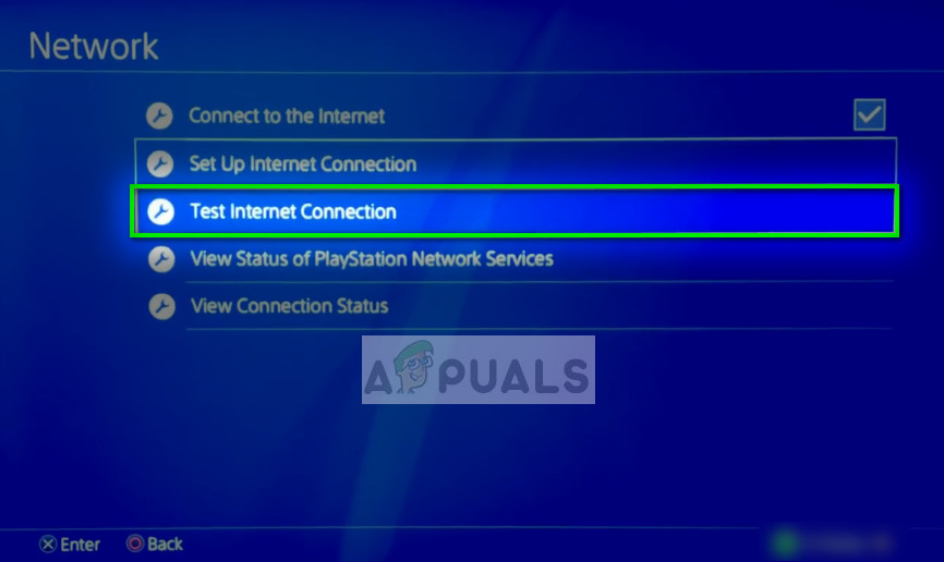 Test internet connection - Network Settings on PS4