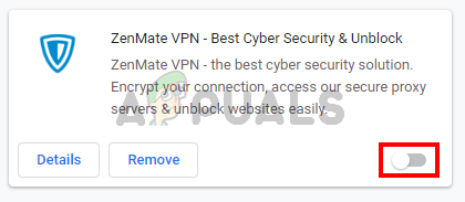Toggle off Chrome extensions