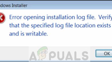 Error opening installation log file