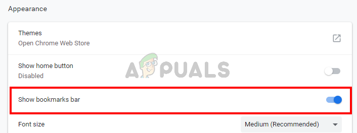 Turn on Show bookmark