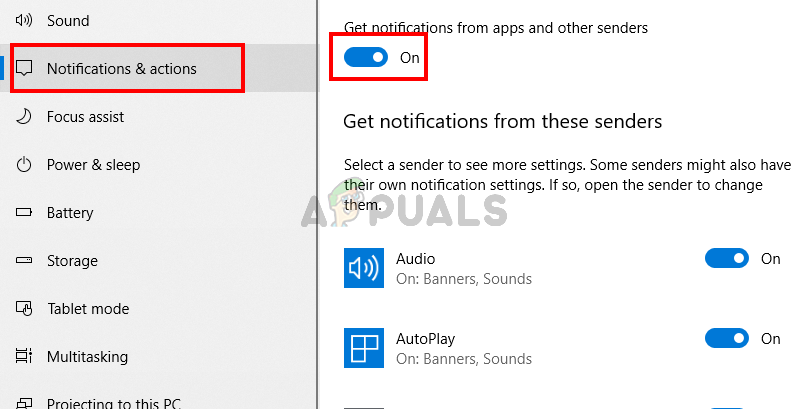 Turn on notifications for all apps