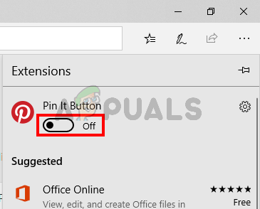 Toggle off all the extensions of Microsoft Edge