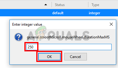 Change general.smoothScroll.mouseWheel.durationMaxMS value to 250