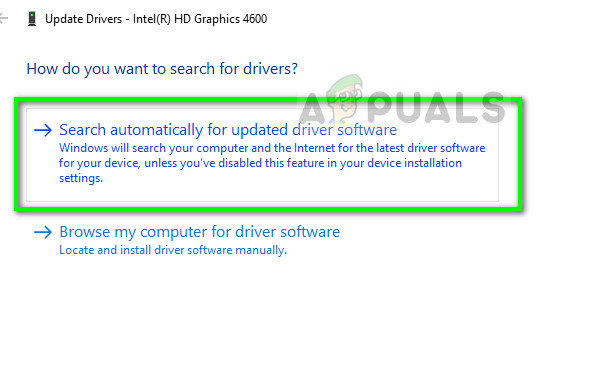 Updating driver automatically - Device manager on Windows 10
