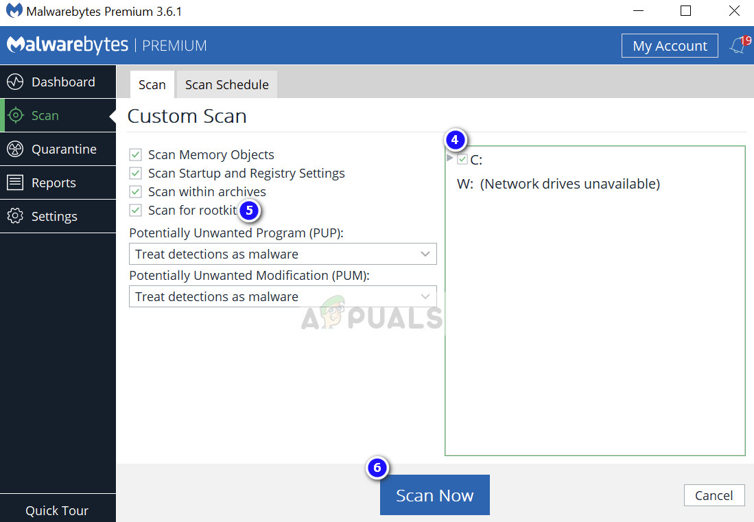 Scanning through MalwareBytes