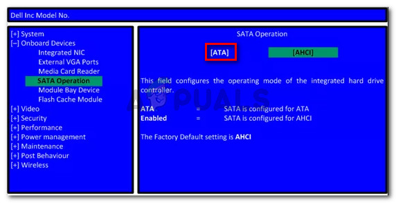 Changing the SATA Operation to ATA