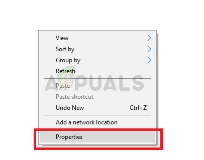 Open the properties by right clicking anywhere