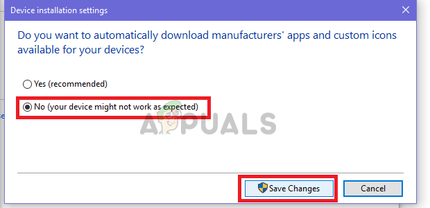 Select No and Save Changes