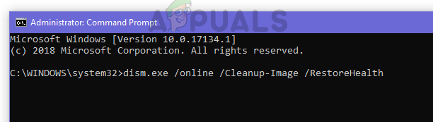 Type dism.exe /online /Cleanup-Image /RestoreHealth to restore the health