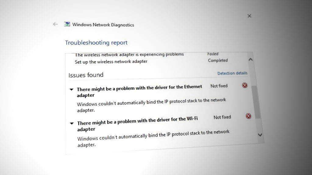 Windows couldn’t automatically bind the IP protocol stack to the network adapter