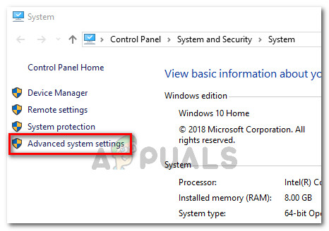 Advanced System settings