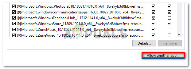 Allowing another app that is not listed