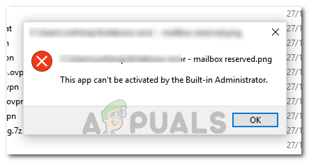 This app can't be activated by the built-in administrator