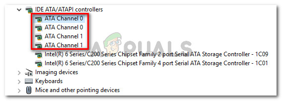 Uninstall every ATA Channel under IDE ATA/ATAPI controllers