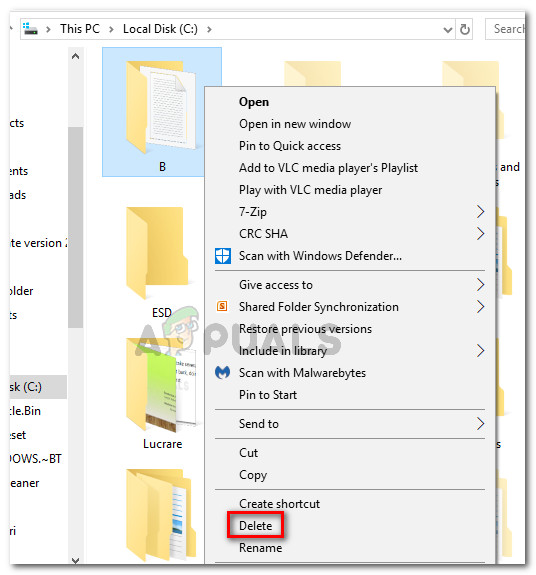 Deleting the temporary folder
