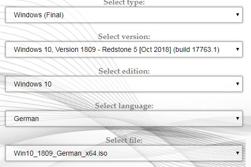 (Windows 10 V1809 download via Adguard)